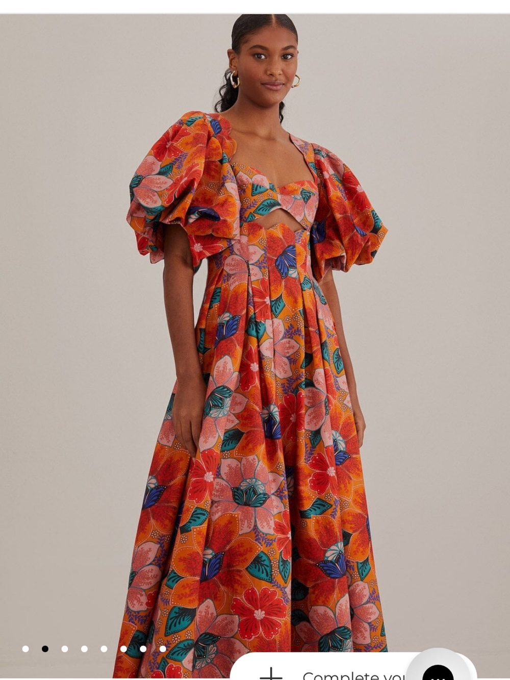 Orange Marias Floral Cut-Out Midi Dress